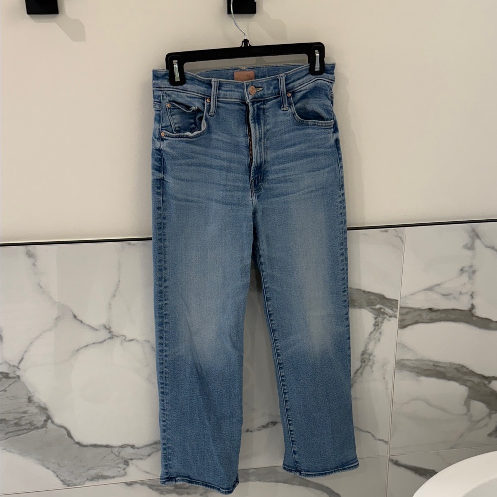 MOTHER Lil' Ramblerzip Flood Jeans - Classic Blue